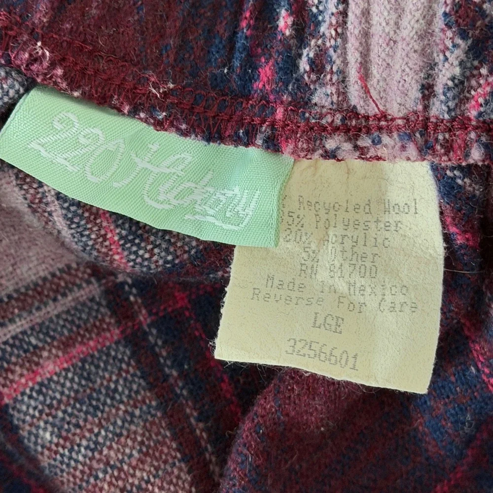 220 Hickory Vtg Maxi Skirt Dark Academia Purple Plaid Wool Blend Side Zip Long L - Picture 9 of 10